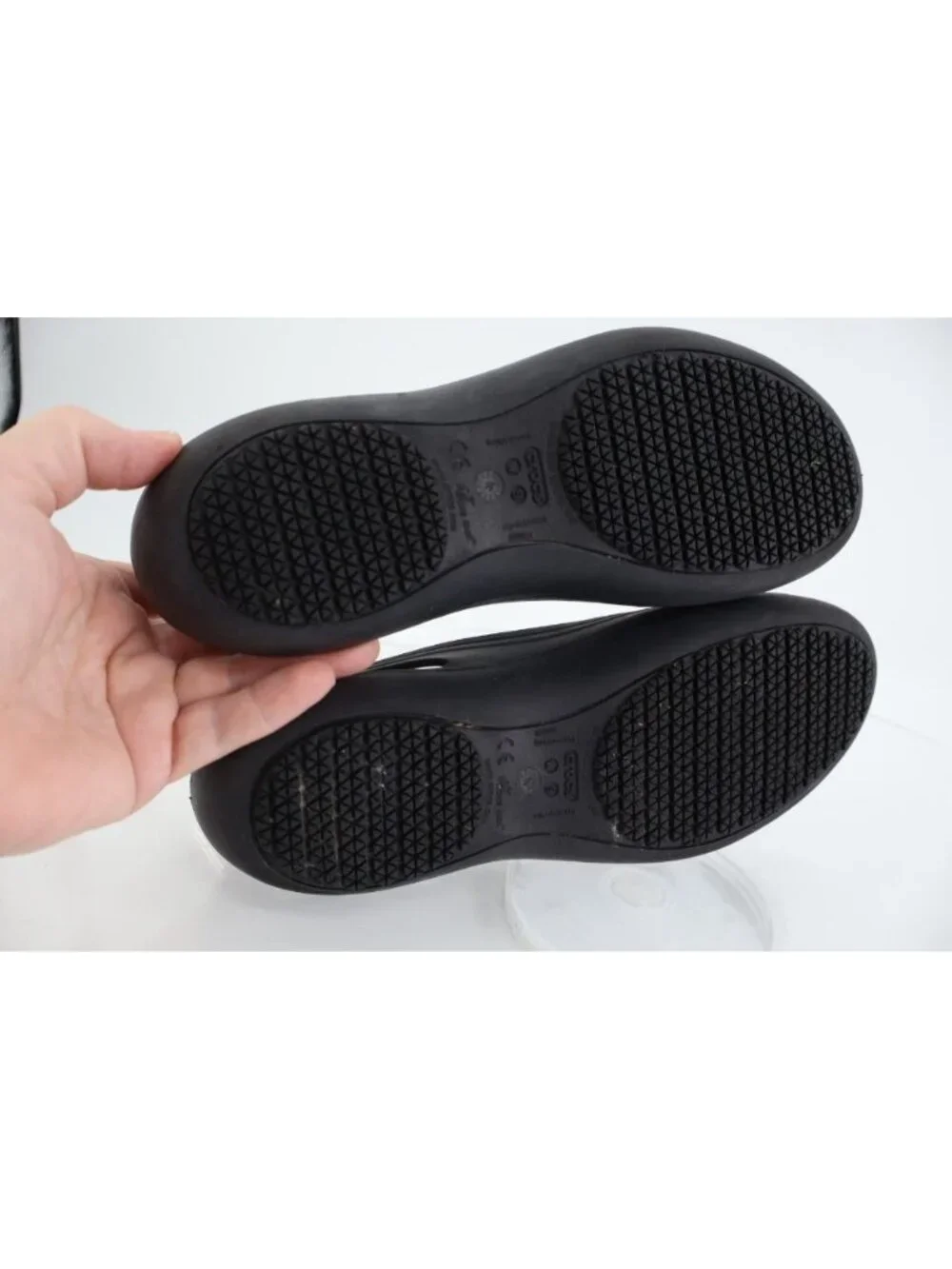 CROCS Women's Kadee Ballet Flats Size 9 Black Rubber Slip On Cutout Vented Shoe